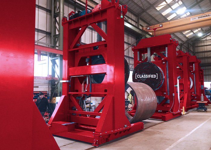 100 tonne capacity headstock and tailstock special purpose machine as part of defence sector project work.