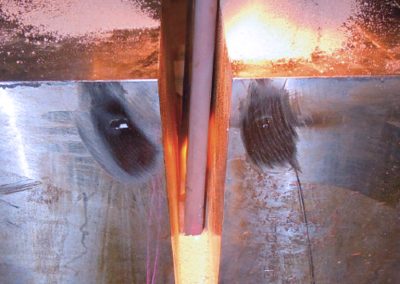 Deep groove narrow gap welding